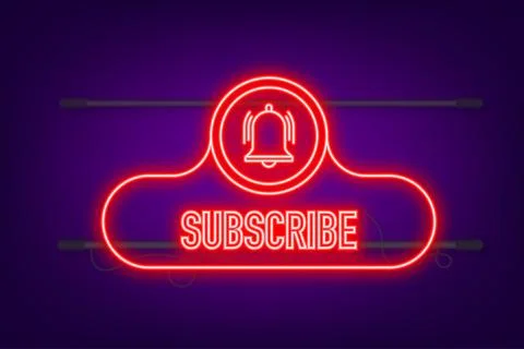 Subscribe Button Template with the notification bell. News subscribe button Stock Illustration