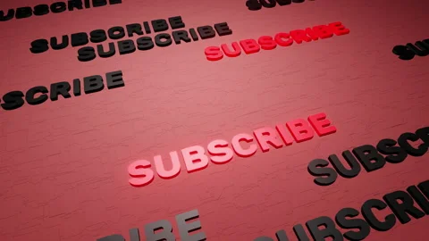 Subscribe button text on red background 3d render. Subscribe to this channel. Stock Footage 231080707