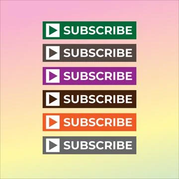 Subscribe Button For TV Channel or Social Media With Play Button, Square Sh.. Illustrazione stock