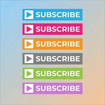 Subscribe Button For TV Channel or Social Media With Play Button, Square Sh.. Stock Illustration