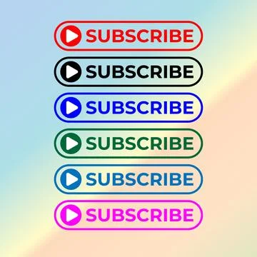 Subscribe Button For TV Channel or Social Media With Play Button, Bordered .. 스톡 일러스트
