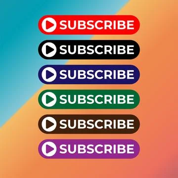 Subscribe Button For TV Channel or Social Media With Play Button, Rounded S.. Illustrazione stock