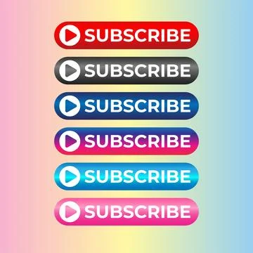 Subscribe Button For TV Channel or Social Media With Play Button, Rounded S.. Stock Illustration
