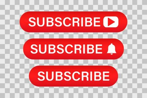 Subscribe button for web site.Colection of red buttons for social media. Vect 스톡 일러스트
