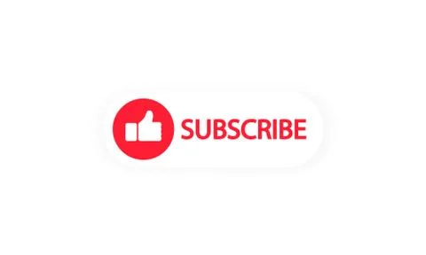 Subscribe on channel. Red button in social media Thumbs Up. Network symbol in Stock Illustration