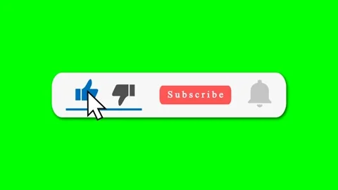 Like, subscribe, click bell animated button. Blogger reminder on chromakey backg Stock Footage 171634742