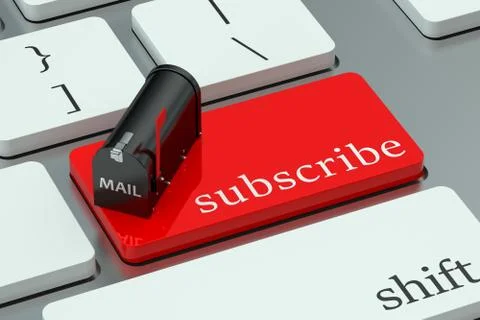 Subscribe concept red hot key on the keyboard Stock Illustration
