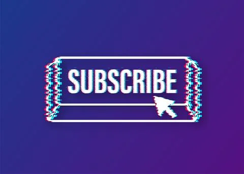 Subscribe with cursor button. Internet icon. Pointer click glitch icon. Vector イラスト素材