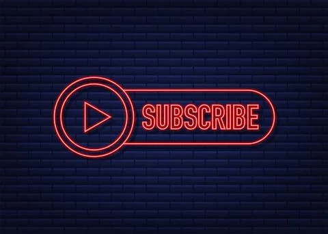 Subscribe with cursor button. Internet icon. Pointer click neon icon. Vector Illustrazione stock