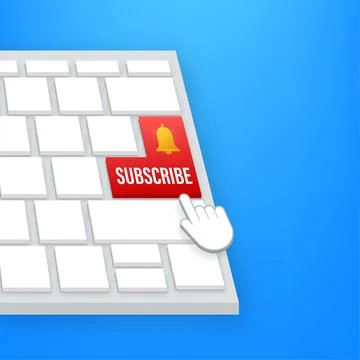 Subscribe with cursor button on keaboard. Internet icon. Pointer click icon Stock Illustration