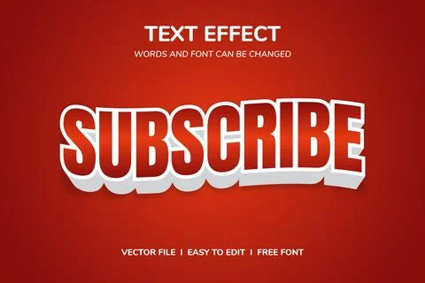 Subscribe Editable Text Effect Stock Illustration