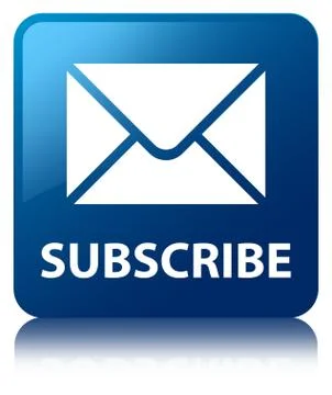 Subscribe (email icon) blue square button Stock Illustration