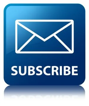 Subscribe (email icon) blue square button Illustrazione stock