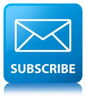 Subscribe (email icon) cyan blue square button Stock Illustration