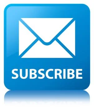 Subscribe (email icon) cyan blue square button Illustrazione stock