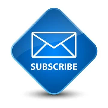 Subscribe (email icon) elegant blue diamond button Stock Illustration