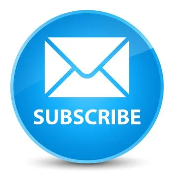 Subscribe (email icon) elegant cyan blue round button Stock Illustration
