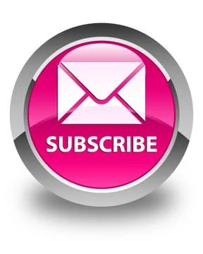 Subscribe (email icon) glossy pink round button Stock Illustration