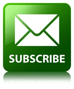 Subscribe (email icon) green square button Stock Illustration