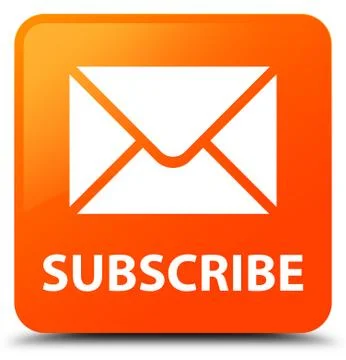Subscribe (email icon) orange square button Illustrazione stock