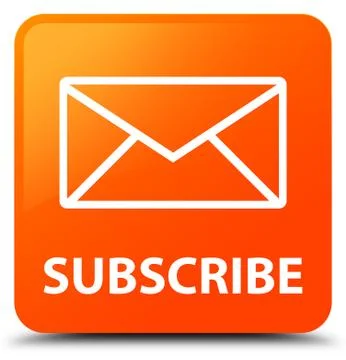 Subscribe (email icon) orange square button Illustrazione stock