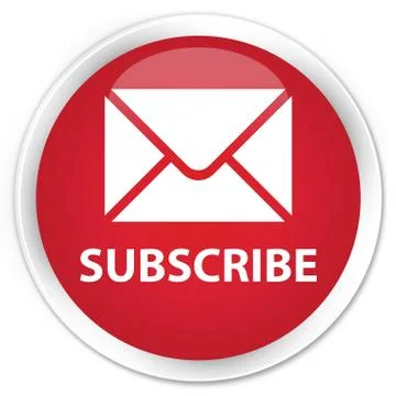 Subscribe (email icon) premium red round button Stock Illustration