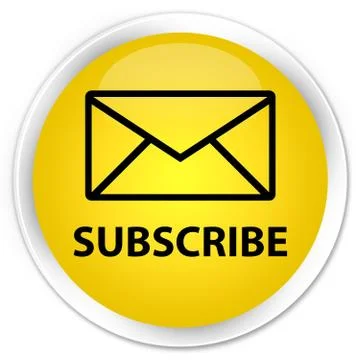 Subscribe (email icon) premium yellow round button Stock Illustration