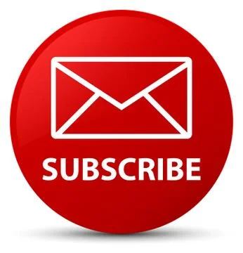 Subscribe (email icon) red round button Stock Illustration