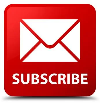 Subscribe (email icon) red square button Illustrazione stock