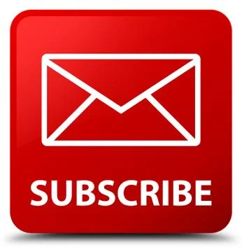 Subscribe (email icon) red square button Illustrazione stock