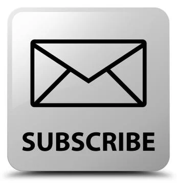 Subscribe (email icon) white square button Stock Illustration