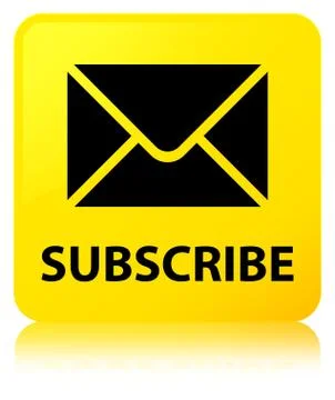 Subscribe (email icon) yellow square button Stock Illustration