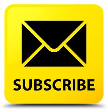 Subscribe (email icon) yellow square button Stock Illustration