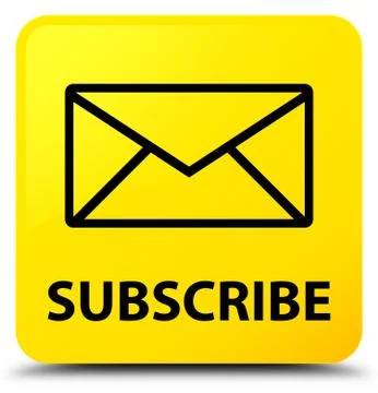 Subscribe (email icon) yellow square button Stock Illustration
