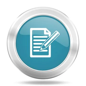 Subscribe icon, blue round metallic glossy button, web and mobile app design  Stock Illustration