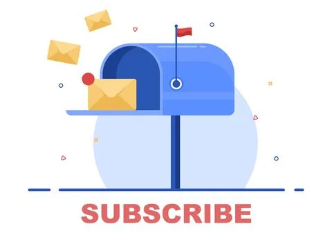Subscribe Icon Button And Envelope Background Vector Illustration. Online New Stock Illustration