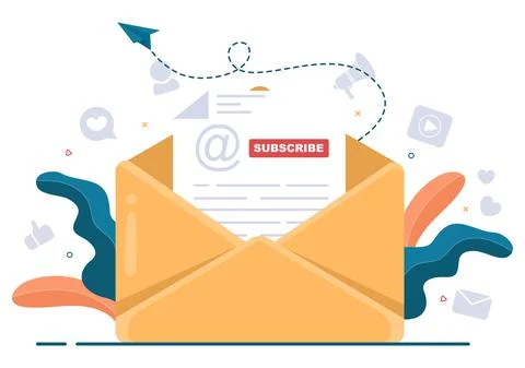 Subscribe Icon Button And Envelope Background Vector Illustration. Online New Stock Illustration