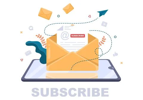 Subscribe Icon Button And Envelope Background Vector Illustration. Online New Stock Illustration