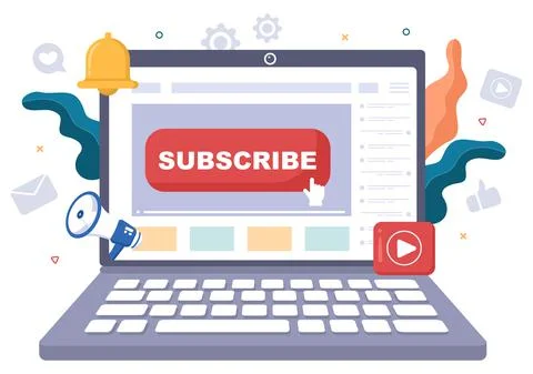 Subscribe Icon Button And Envelope Background Vector Illustration. Online New Stock Illustration