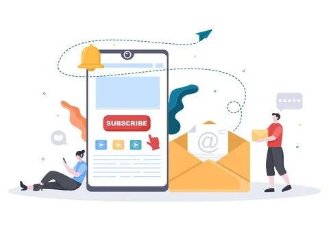Subscribe Icon Button And Envelope Background Vector Illustration. Online New Stock Illustration