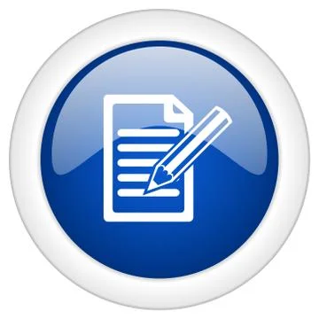 Subscribe icon, circle blue glossy internet button, web and mobile app illust Stock Illustration