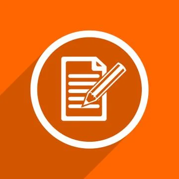 Subscribe icon. Orange flat button. Web and mobile app design illustration Stock Illustration