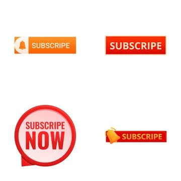 Subscribe icons set cartoon vector. Red subscribe button Stock Illustration