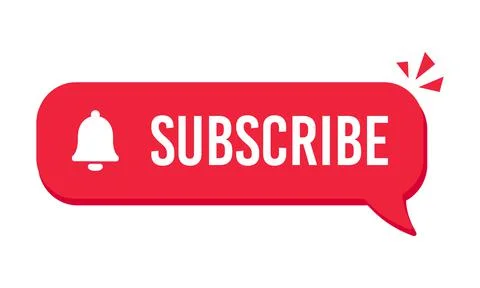 Subscribe label with bell icon. Click button on white background. Blogging Stock Illustration