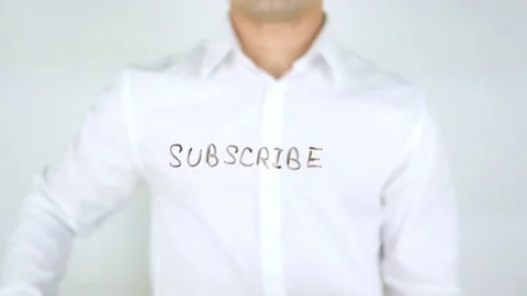 Subscribe, Man Writing on Glass Stock Footage