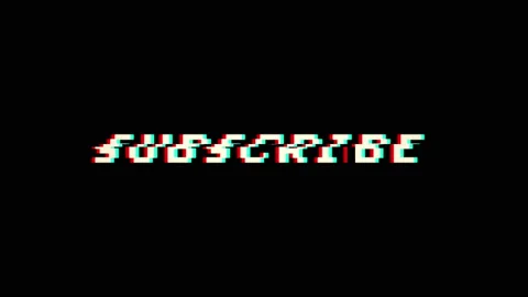 Subscribe message with glitch interference, text animation on a black background Stock Footage 159664491