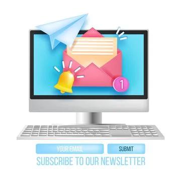 Subscribe newsletter internet vector template, email web marketing 스톡 일러스트
