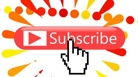 Subscribe notification and subscribed button mouse arrow cursor click to allo Stock Illustration