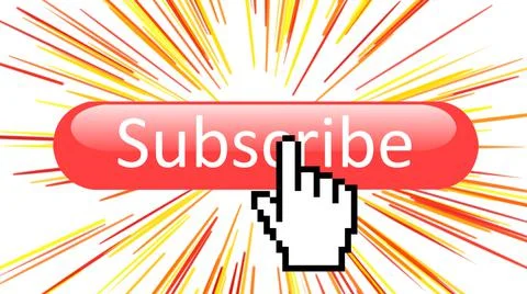 Subscribe notification and subscribed button mouse arrow cursor click to allo 스톡 일러스트