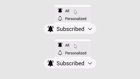 Subscribe + Notification Settings (All - Personalized) Transparent background 4K Stock Footage 324554750